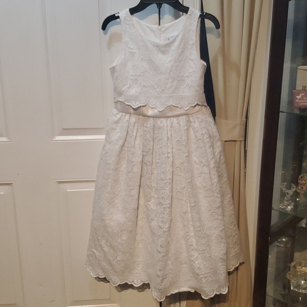 Girls First Communion Dress Jayne Copeland Sz12 White Lace Satin Sash